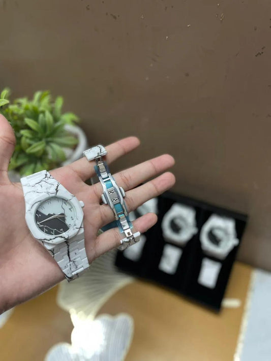 Marble Dial Luxury Couple Watch