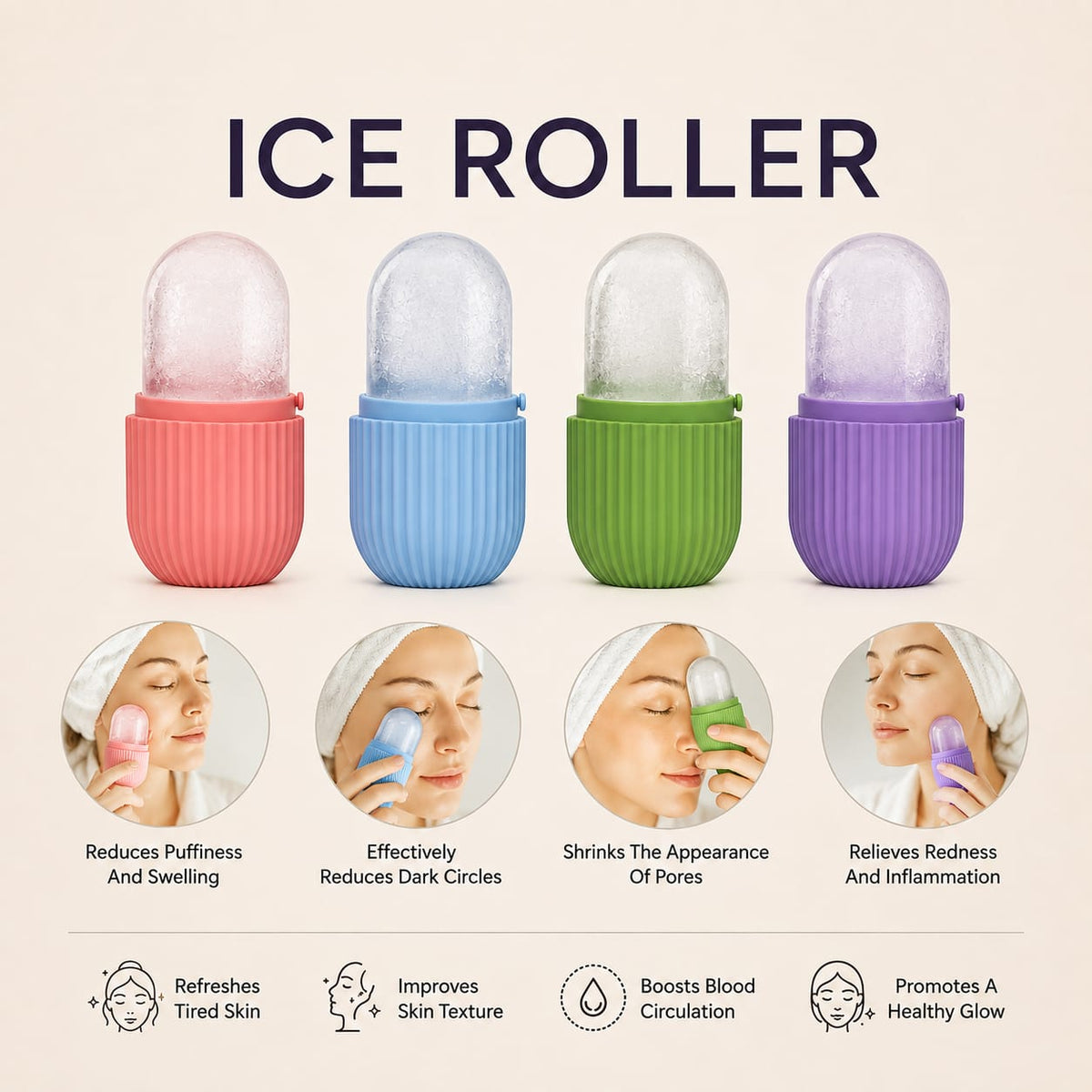 Silicone Ice Cube Facial Roller & Cleansing Scrub