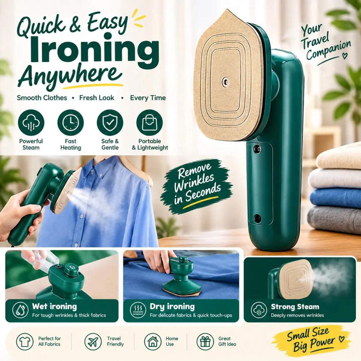 Steam Iron Powerful Performance Smooth Glide Durable Build Easy Operation Reliable Daily Use ~ Non Rotatable